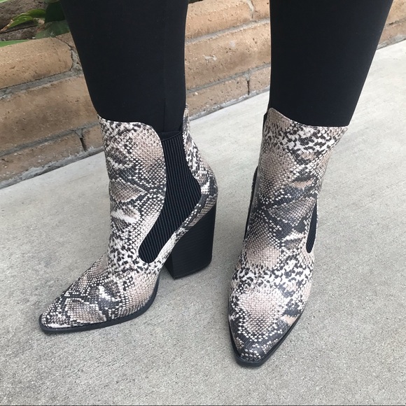 “Ivy” faux snake skin above the ankle bootie - Picture 5 of 5